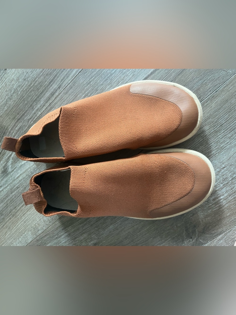 Hey Folks Slip-On Knit Sneakers in Rust Brown
